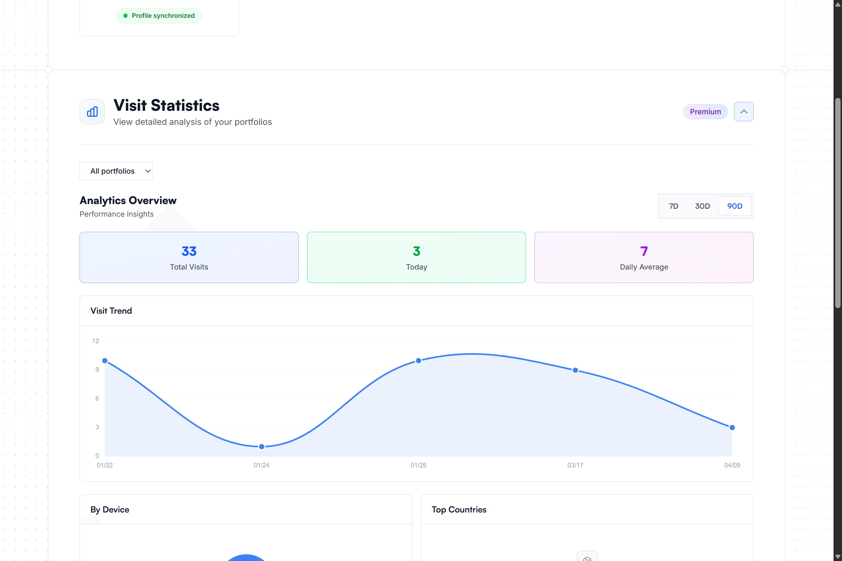 UpFolio — dashboard & edit 1
